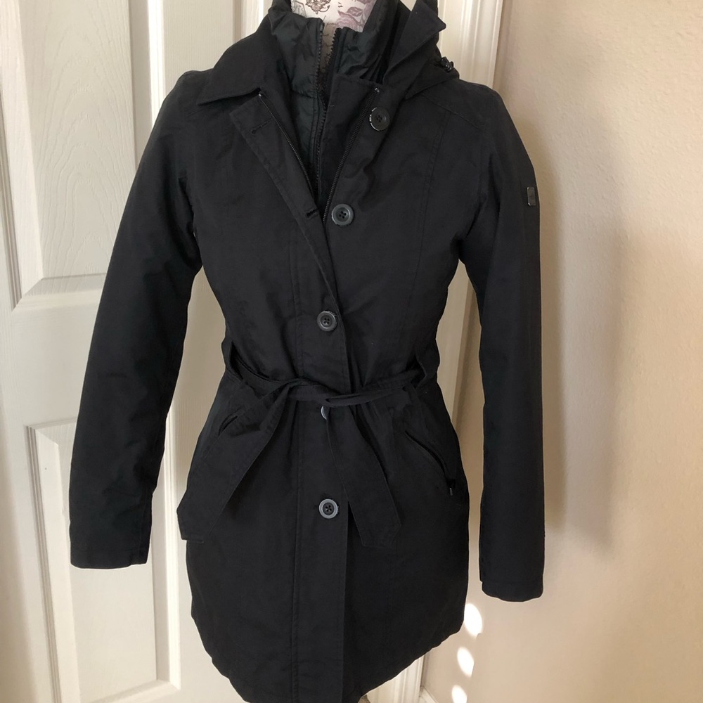 North Face black trench coat with full interior jacket in Small. EUC